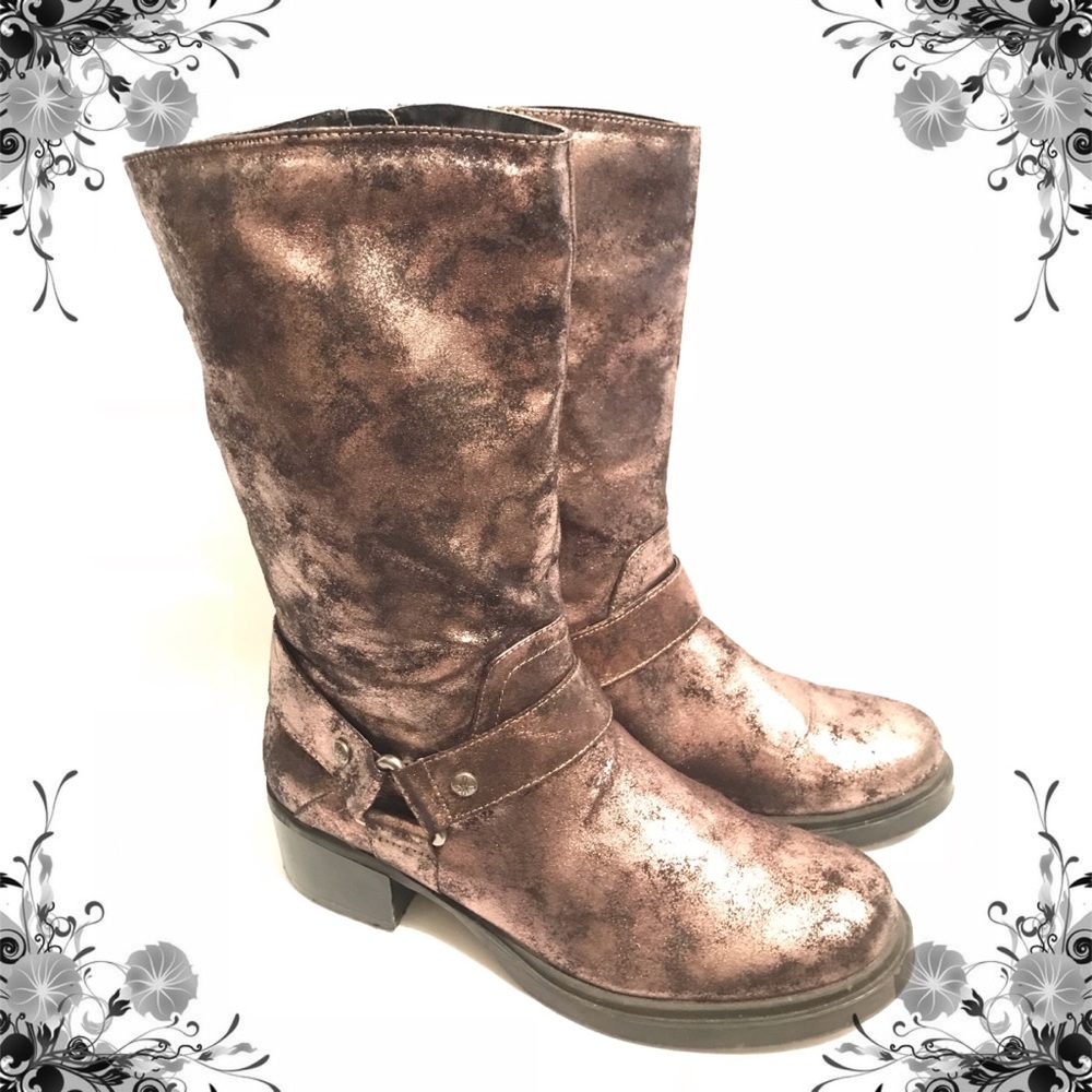Simply Vera Vera Wang Metallic Bronze Mid-Calf Heeled Boots